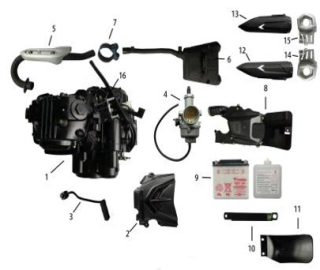 TEK125 Šasija auspuh